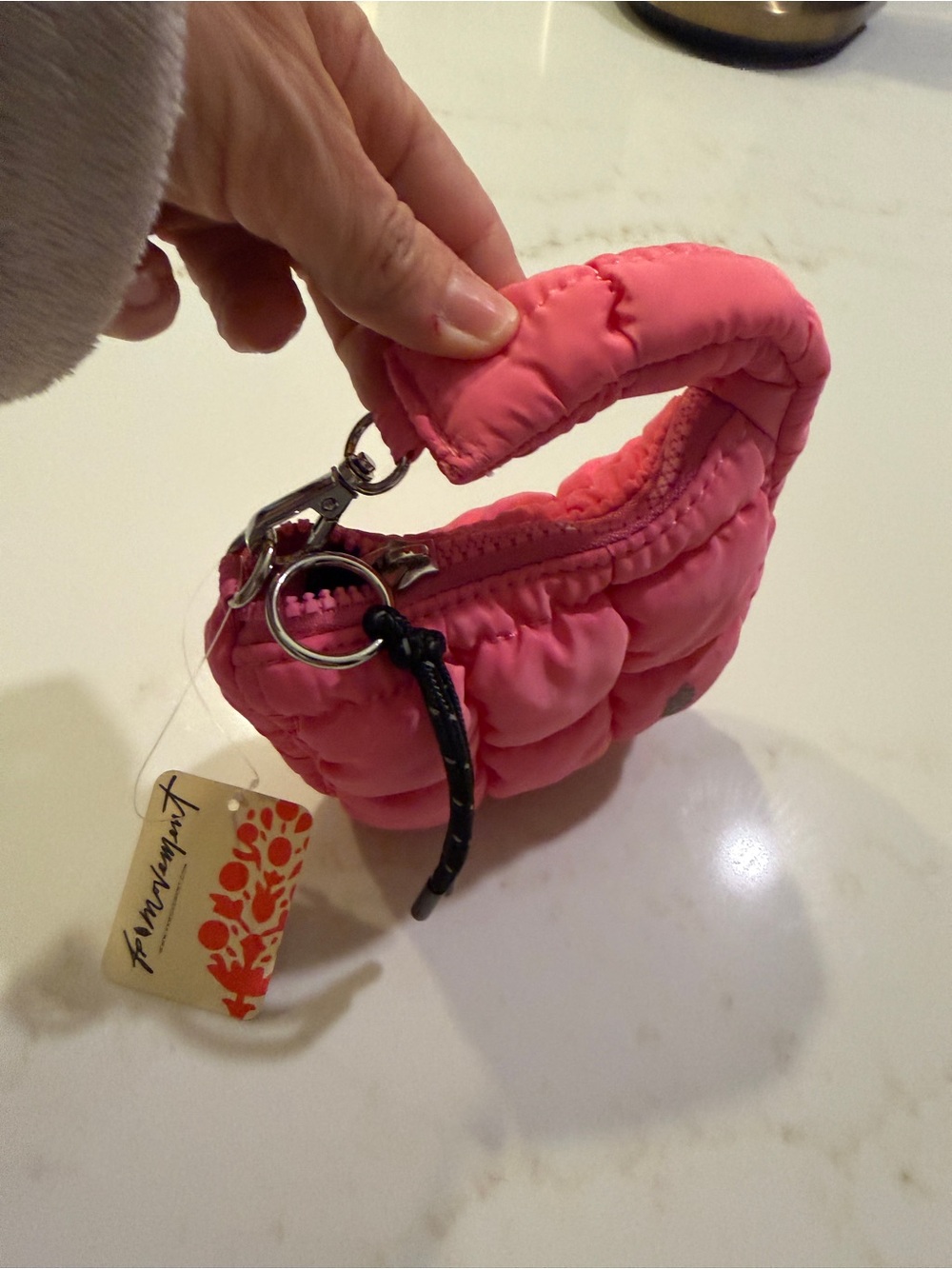Free People Pink Quilted Mini Wristlet Card Case - Picture 3 of 6